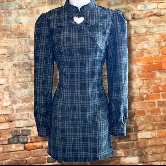 NWT Punk Rave Plaid Heart Cut Out Mini Dress | Small - Picture 4 of 10